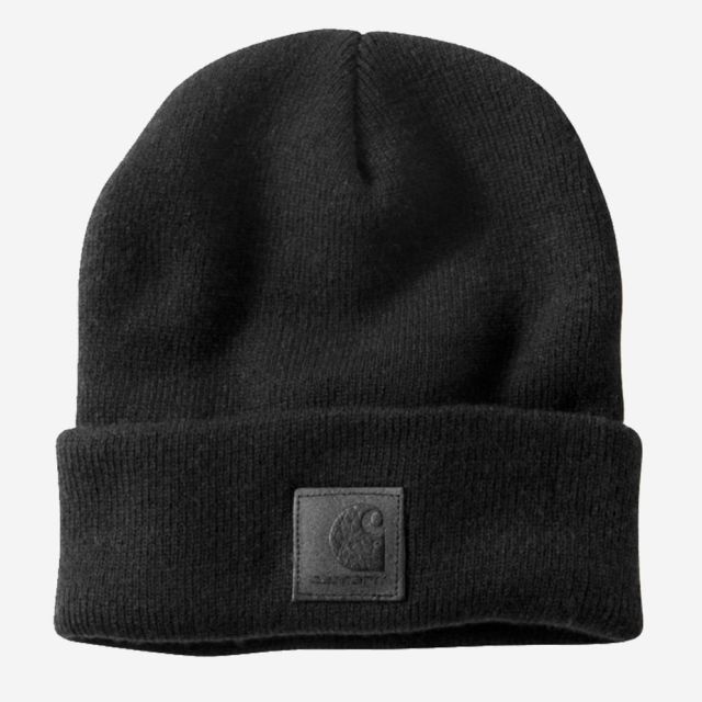 Carhartt hue med læder logo - sort