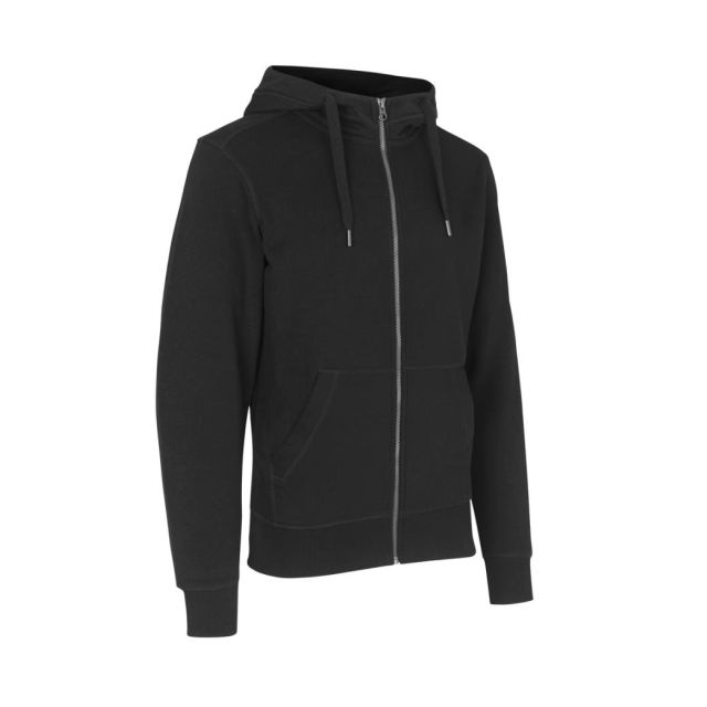 ID Klassisk Sweat Cardigan M. Hætte Sort