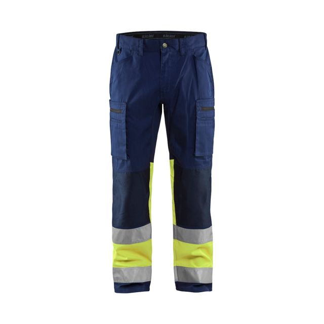 Blåkläder Hi-Vis Buks Med Stretch Klasse 1 Marineblå/Hi Vis Gul