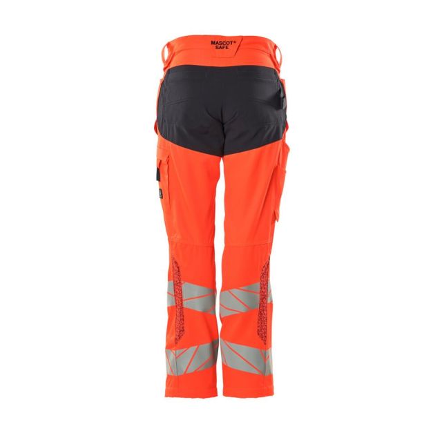 MASCOT Hi-Vis Bukser Med Knælommer Dame Hi-Vis Rød/Mørk Marine