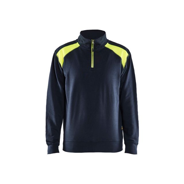 Blåkläder Sweatshirt Half Zip Mørk Marineblå/Hi-Vis Gul