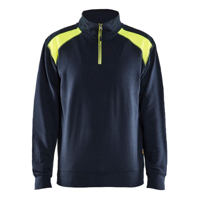 Blåkläder Sweatshirt Half Zip Mørk Marineblå/Hi-Vis Gul