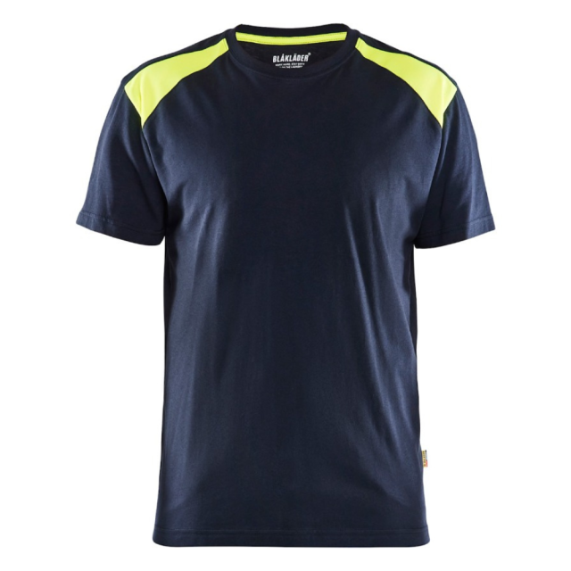 Blåkläder T-shirt Herre Mørk Marineblå/Hi-Vis Gul