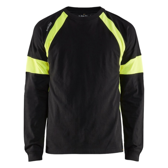 Blåkläder T-shirt Langærmet Herre Sort/Gul Hi Vis