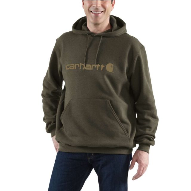 Carhartt Signatur Logo Hættetrøje Herre Burnished-Logs-Heather