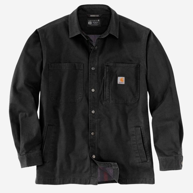 Carhartt canvas fleece foret skjortejakke - sort