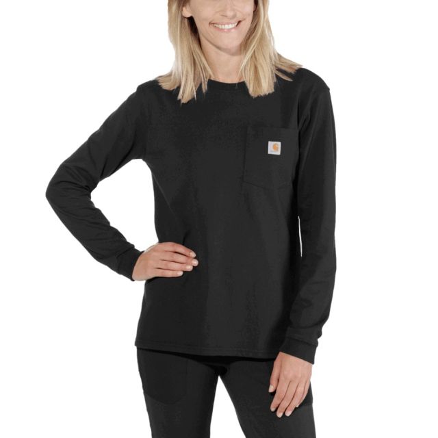 Carhartt T-Shirt M. Brystlomme L. Ærmet Dame Sort