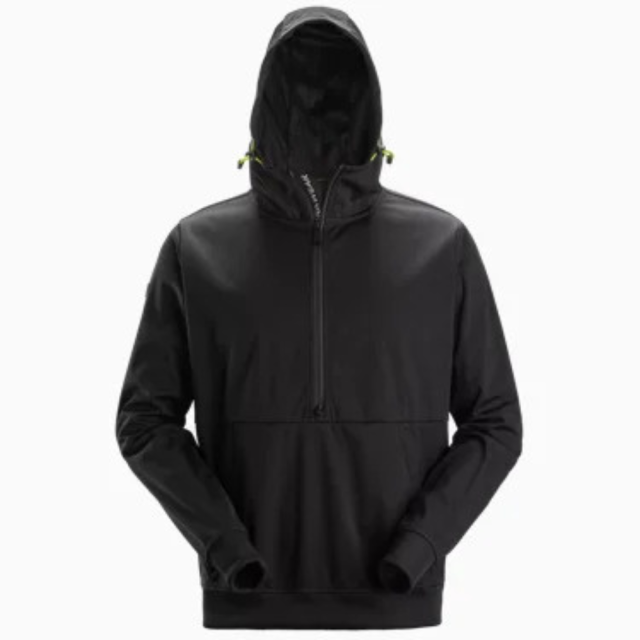 Snickers Windblocker-Hættetrøje i Stretch m. kort lynlås Sort