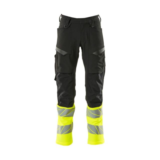 MASCOT Bukser med Knælommer ULTIMATE STETCH Sort/Hi Vis Gul