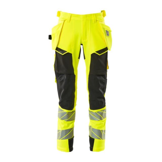 MASCOT ULTIMATE STRETCH Vandafvisende bukser M. Hængelommer Hi-Vis Gul/Sort
