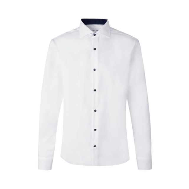 SEVEN SEAS Fine Twill Contrast Skjorte Herre Hvid