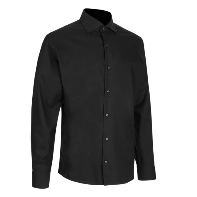 SEVEN SEAS Fine Twill Skjorte Herre Sort