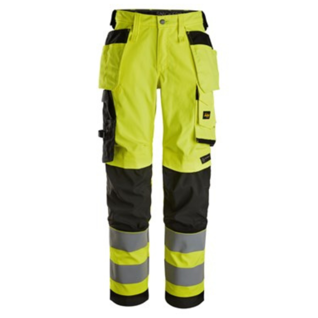 Snickers Arbejdsbukser Med Stretch og Hylsterlommer Dame Hi-Vis Gul/Sort
