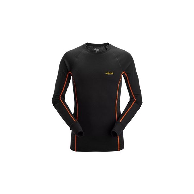 Snickers T-shirt m l/æ merinould, stay warm Sort